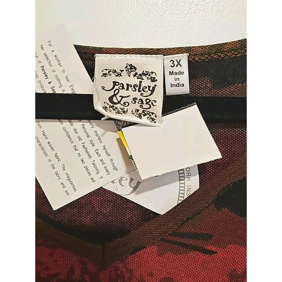 Parsley & Sage Women Shirt Tunic 3XL Tribal Western Artsy Abstract Phoebe Buffay - Picture 4 of 7